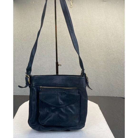 Vtg Fossil Black Genuine Leather Shoulder Bag 75082 Fossil 1954 - Picture 12 of 12